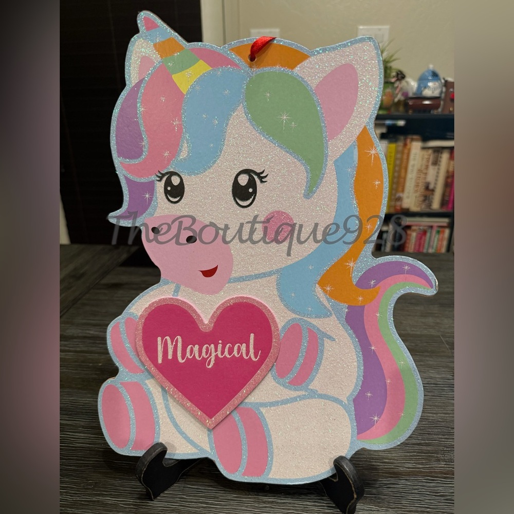 Magical Glitter Unicorn Sign Decor Valentine